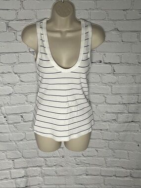 Universal Thread White Tank with Navy Stripes
